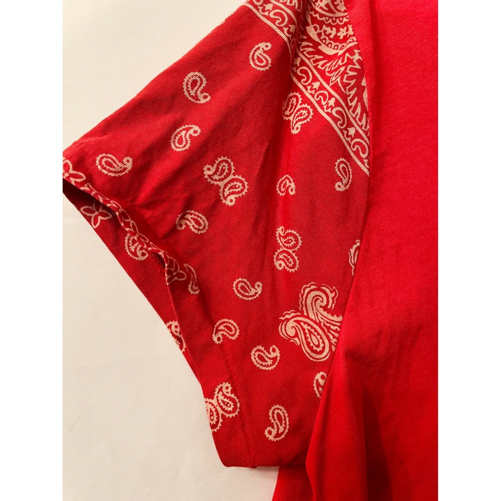 Polo Ralph Lauren Red Bandana Paisley Sleeve Pocket Tee Crewneck - Picture 5 of 11